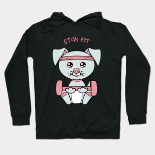 Stay fit, Cute dog lifting weights. Hoodie